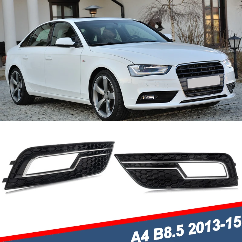 For Audi A4 B8.5 Standard Bumper 2013-15 Front Fog Light Grille Cover Honeycomb