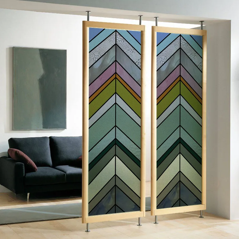 Rainbow Stained Glass Window Film Static Cling Privacy Frosted Decorative Vinyl for Kitchen Bathroom Door Home Office Glass