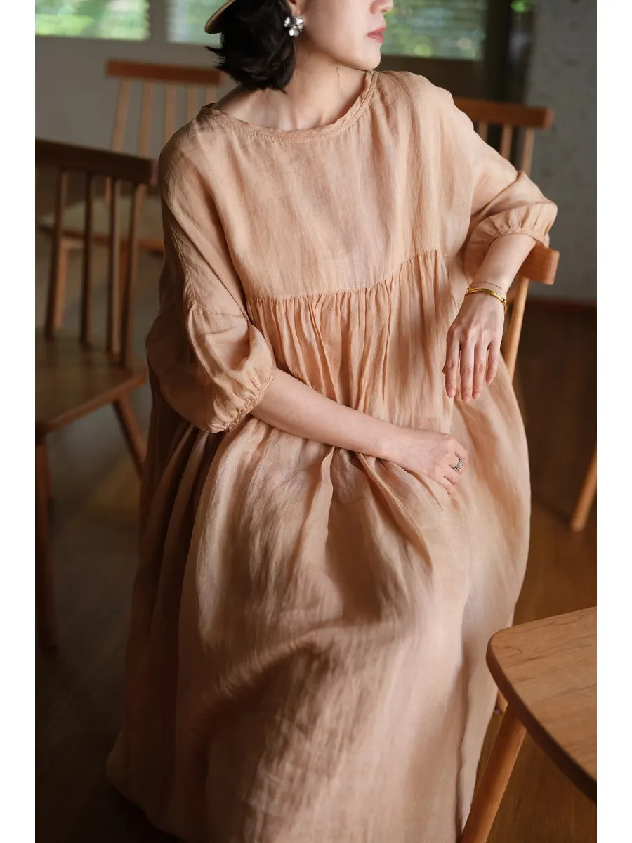 エレ純色コットンリネンルーズレディースドクターサマーヴィンテージスレAラインミディスカートスリムハイウエストドールドクター