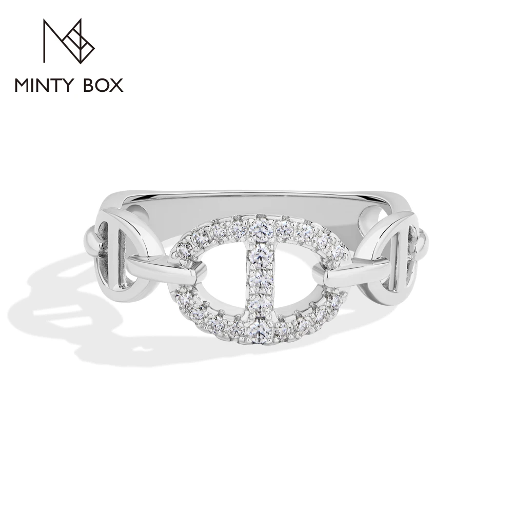 MINTYBOX Trendy Hollow Style 925 Silver Dvvs1 Moissanite Rings for Women Engagement Band Anniversary Birthday Gift Daily Jewelry