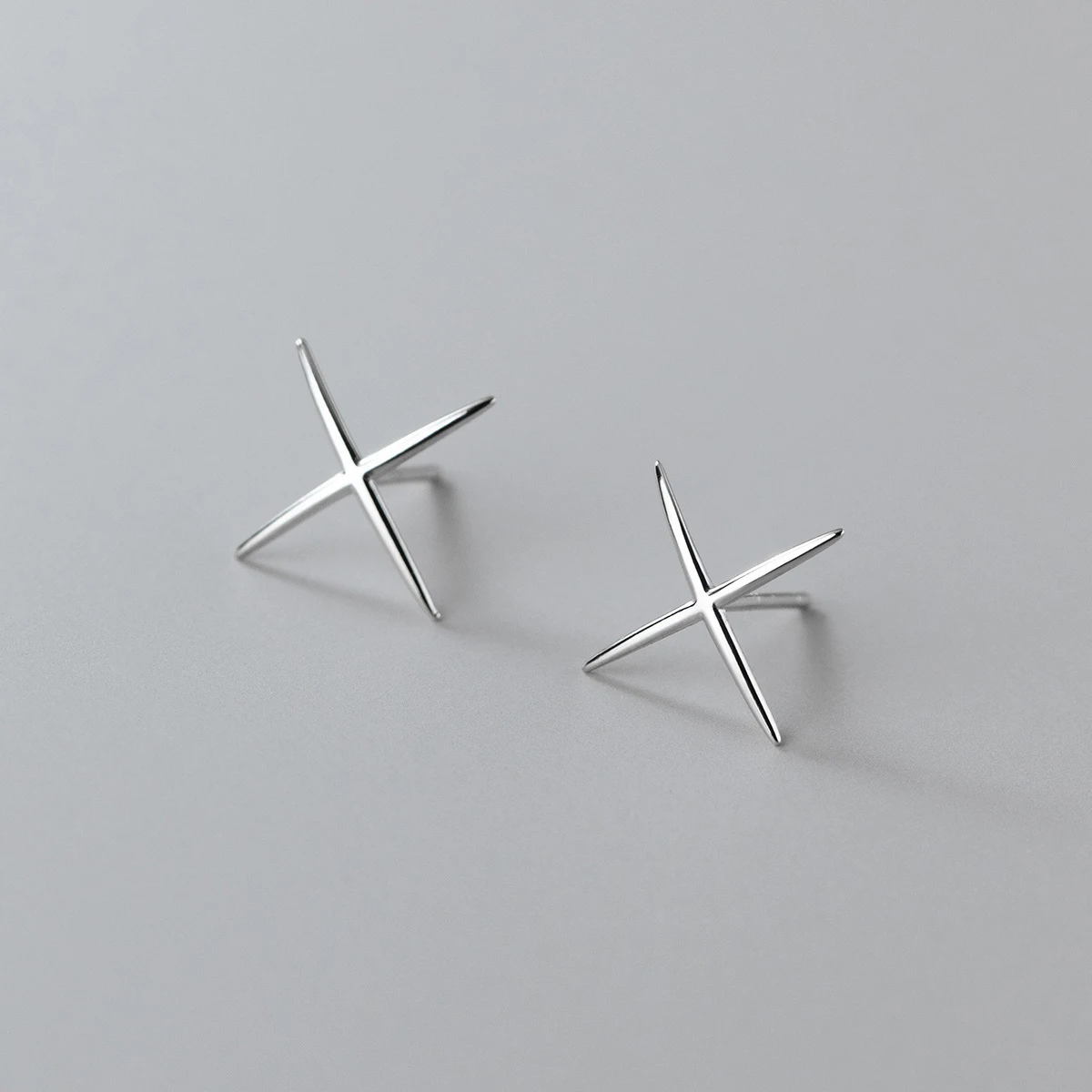 Modian 100% 925 Sterling Silver X Shape Simple New Fashion Stud Earrings Gold Color Line Ears For Women Party Dating Jewelry