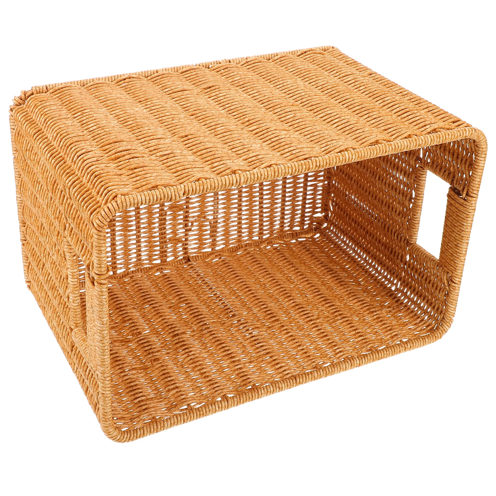 

Narrow Rectangular Imitation Rattan Storage Basket Organizer Kitchen Bathroom Bedroom Decorative Basket Bin Sundries