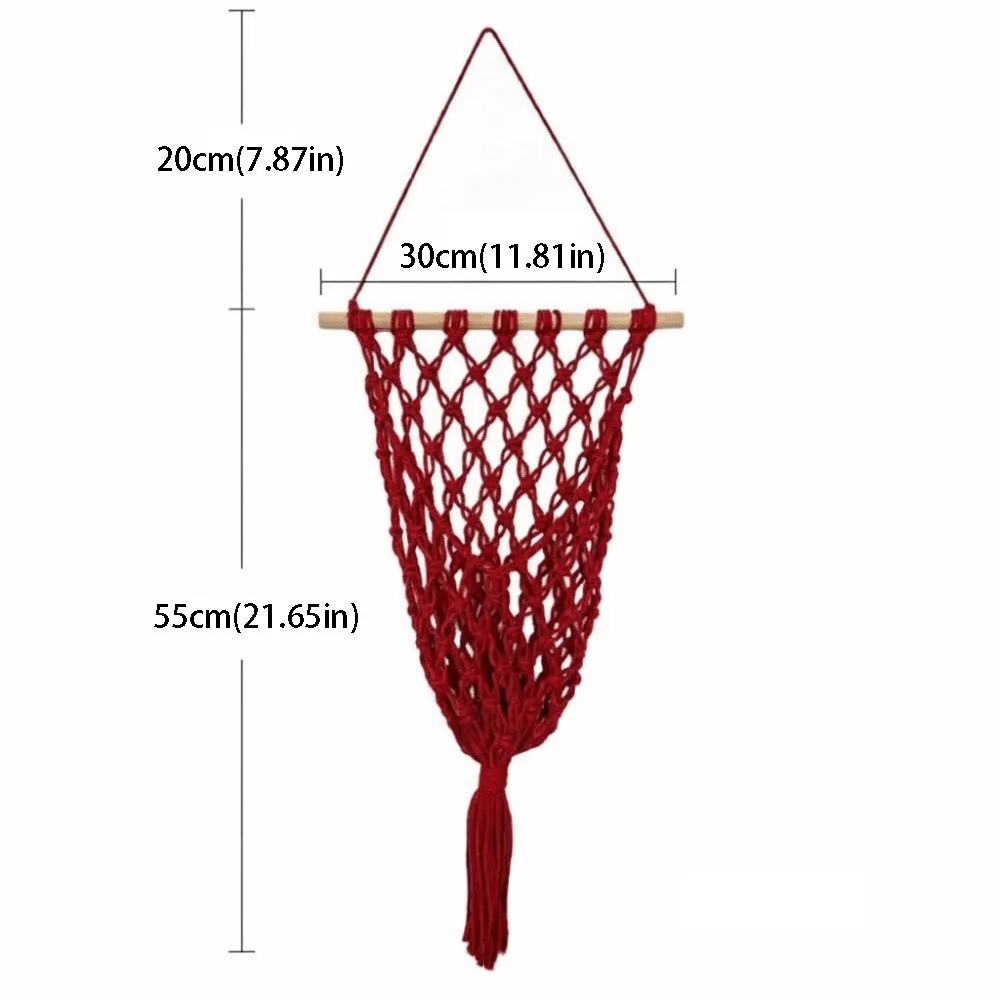 Handmade Woven Fruit Storage Basket Wall Mounted Hanging Hammock Style Vegetable Container Tassel Design Four Season Use