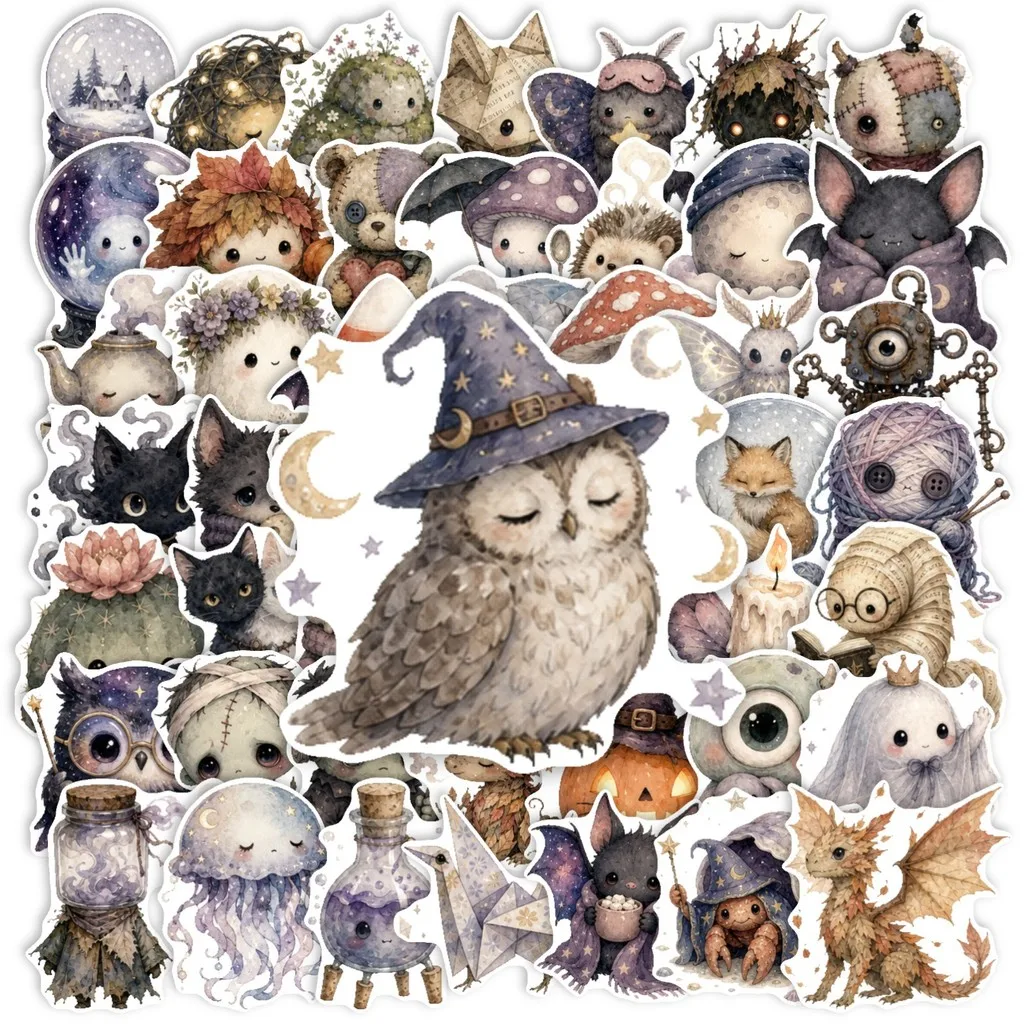 50Pcs Fun Vintage Cute Monster Doodle Stickers, Creative Whimsical Creature Decals for Journaling, Laptop Papery Pop Store