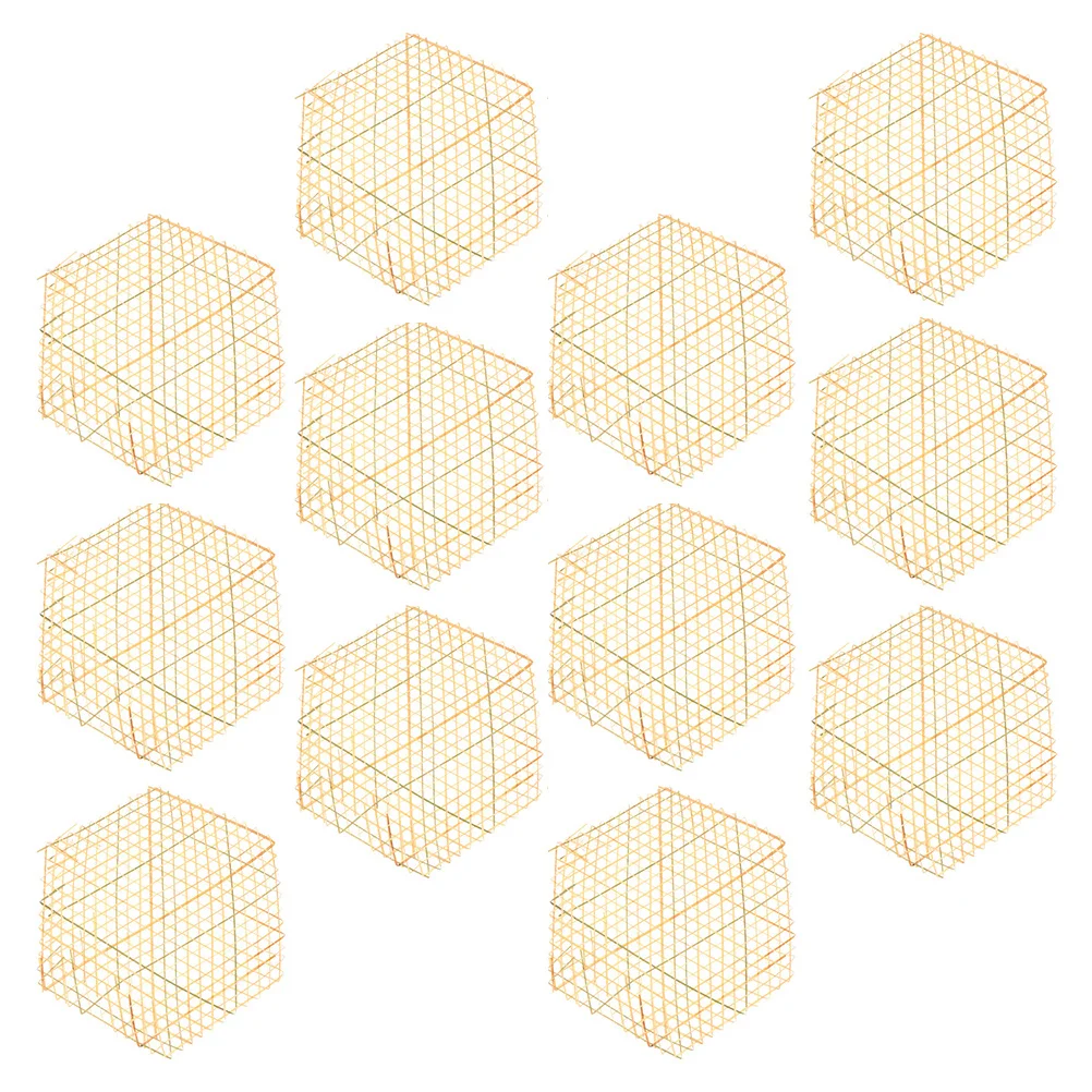 12 قطعة الحصير الخيزران اليدوية الزخرفية الطبخ شبكة طبق حصيرة النفط برهان المقلية حامل الطعام باخرة وسادة المطبخ حصيرة