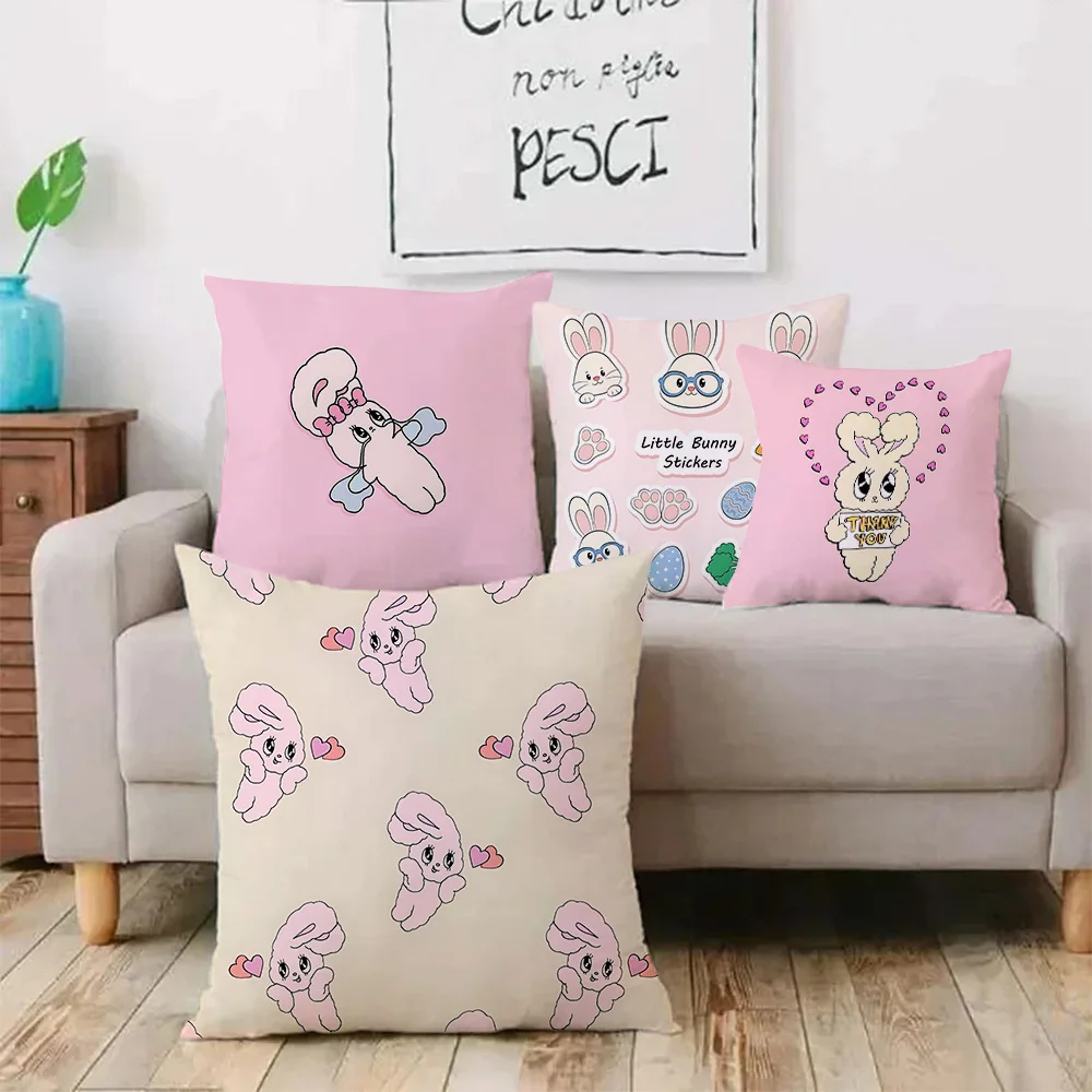 Cute Esther Bunny Rabbit Pillow Covers Cartoon Sofa Decorative Home Double-sided Printing Short Plush Cute Cushion Cover