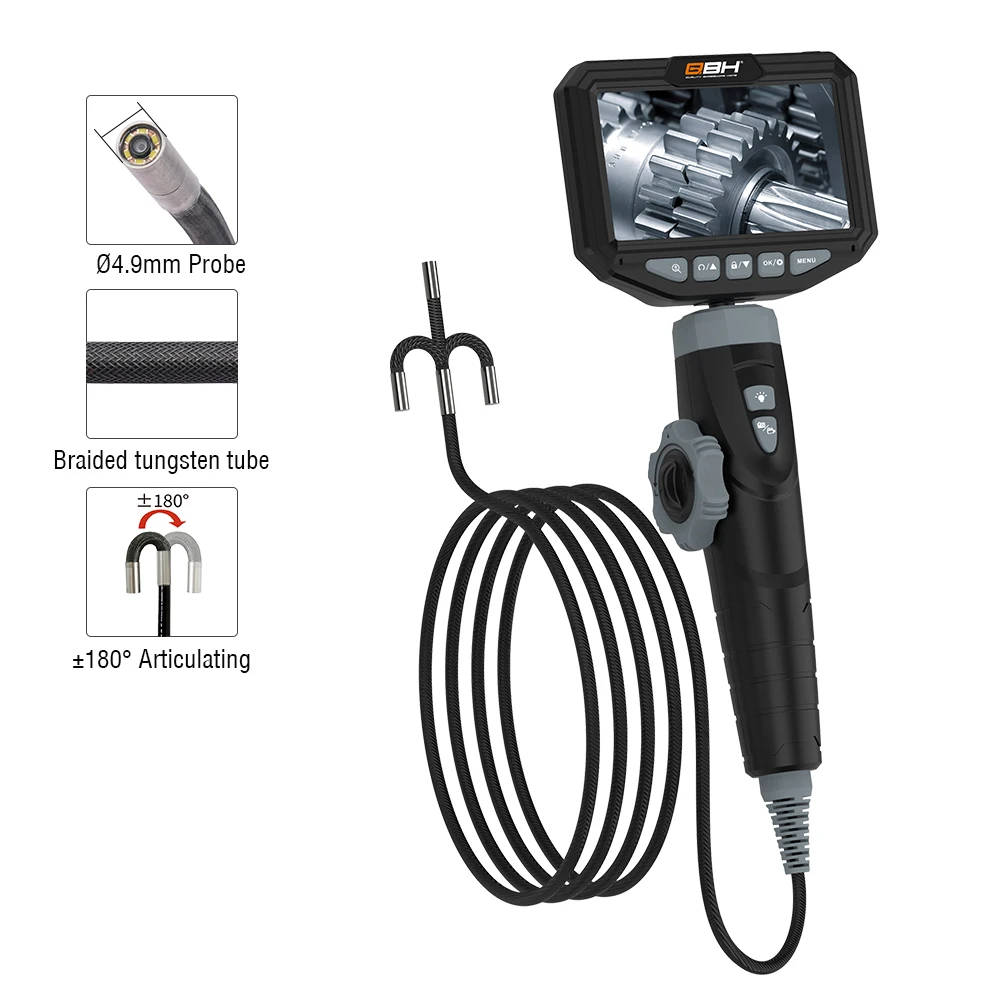 Factory Wholesale Sale 2 Way Articulating Borescope Inspection Camera With 1mt Working Cable 8.0/6.0/4.9mm Probe Lens For Engine