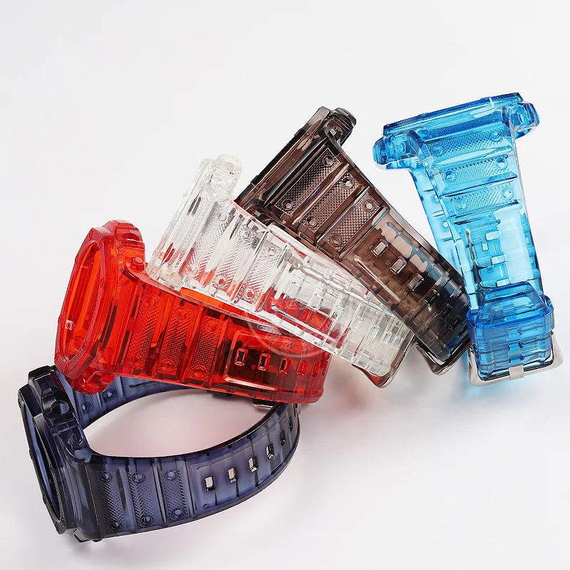 Transparent rubber case+strap For Casio G-SHOCK GA-2100 Fashion modification Blue red jelly replacement border sports watchband