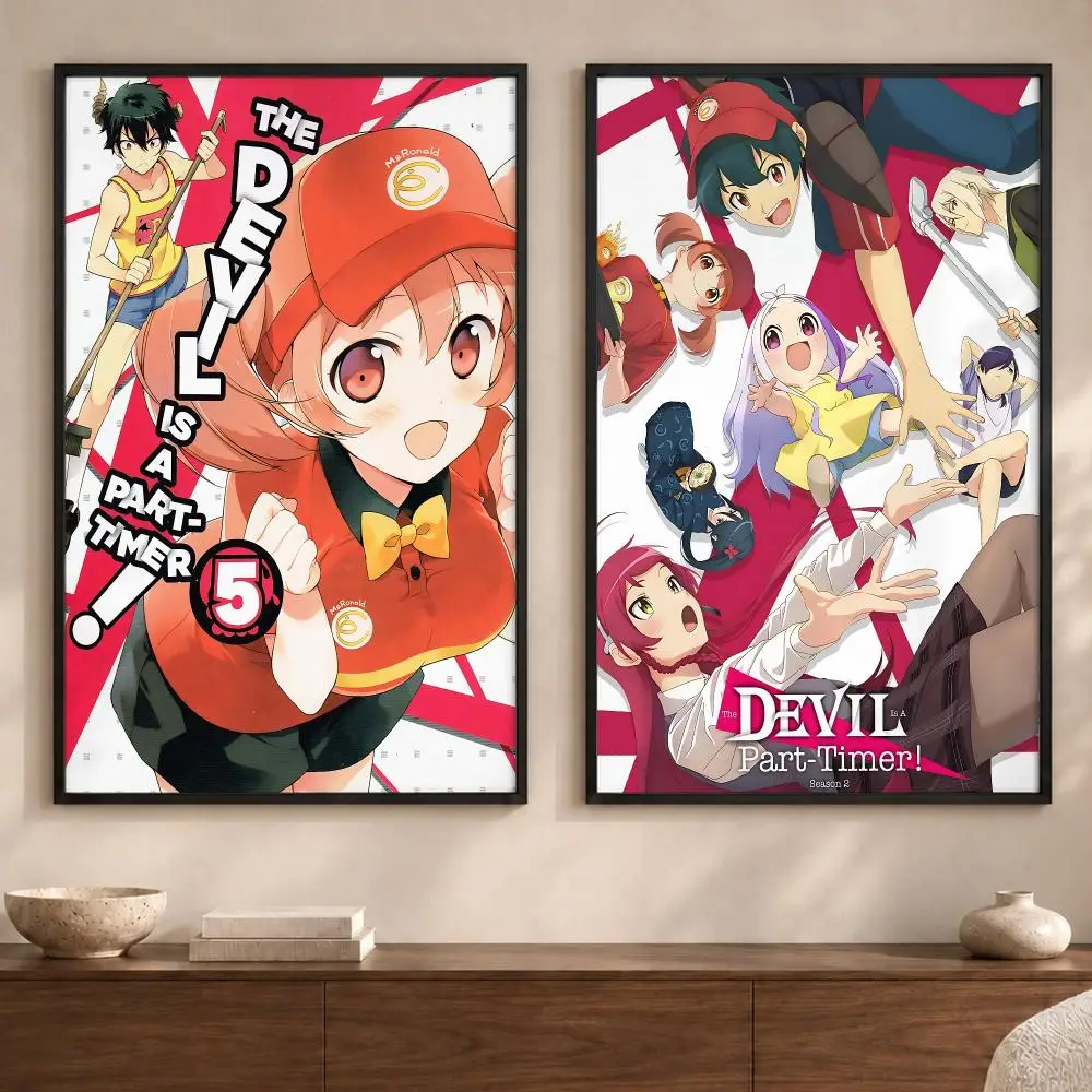 Anime T-The Devil Is a Part-Timer!S Poster Art  Self-Adhesive No Glue Residue Wall Sticker for Home Office Nursery