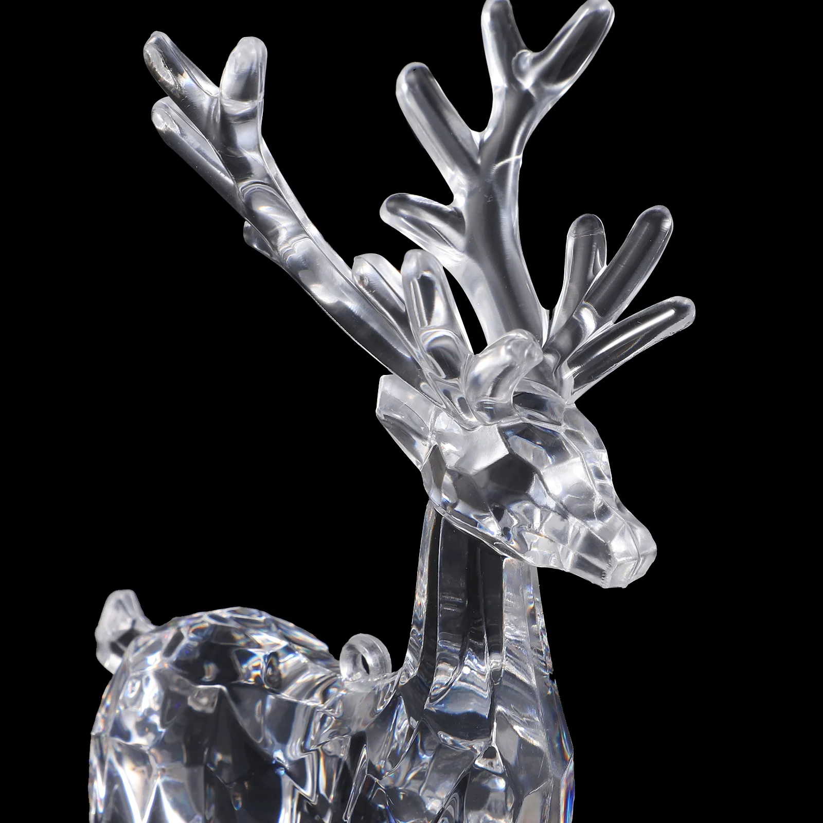 

2pcs Acrylic Elk Transparent Desktop Ornament Xmas Decor For Home Office Christmas Gift Miniature Deer Sculpture