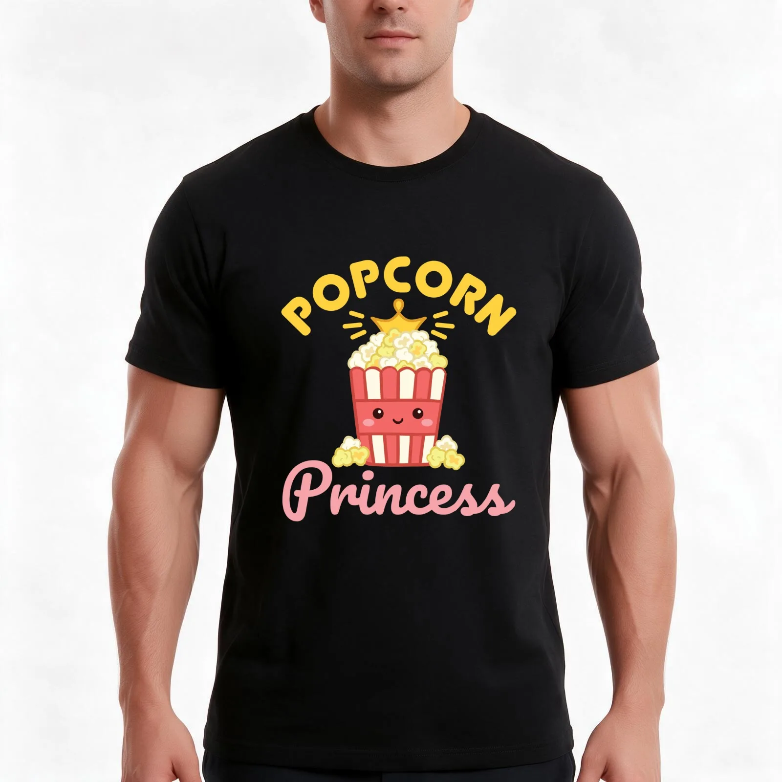 Popcorn Princess Movie Snack Lover T-Shirt Summer Casual Cotton Tee Oversized Streetwear Tops Vintage Graphic Print