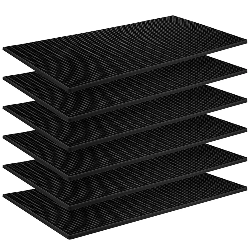 6Pcs Rubber Mat Non Slip Bar Service Spill Mat For Countertop Cocktail Bartending Restaurants Barbershop Clippers Salon