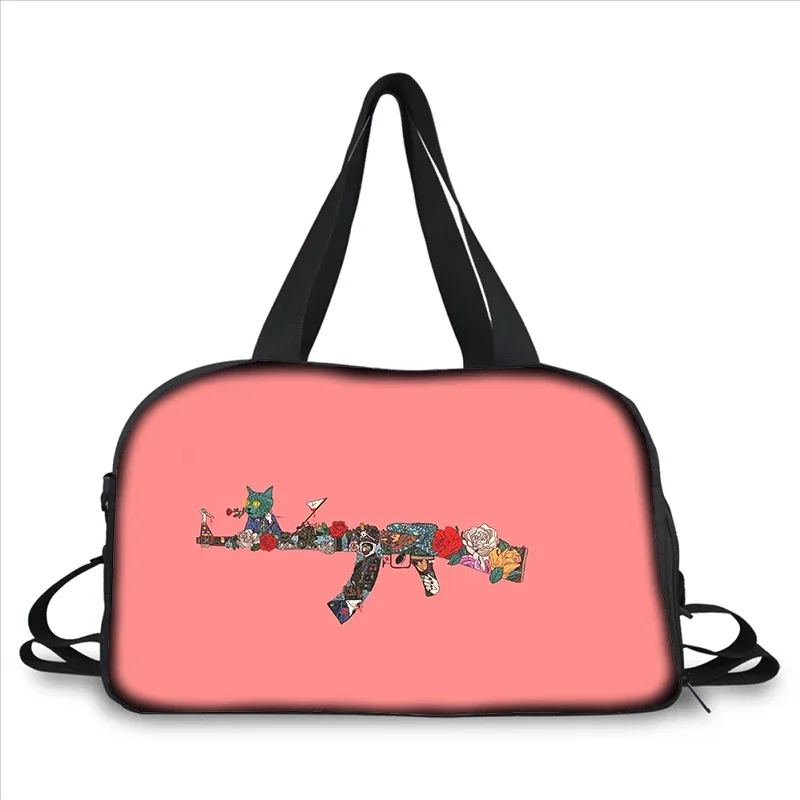 Bolsa Mensageiro Portátil de Impressão 3D Bolinhas de Arma, Bolsa de Viagem, Grande Capacidade, Multifuncional, Tendência de Moda, AK47