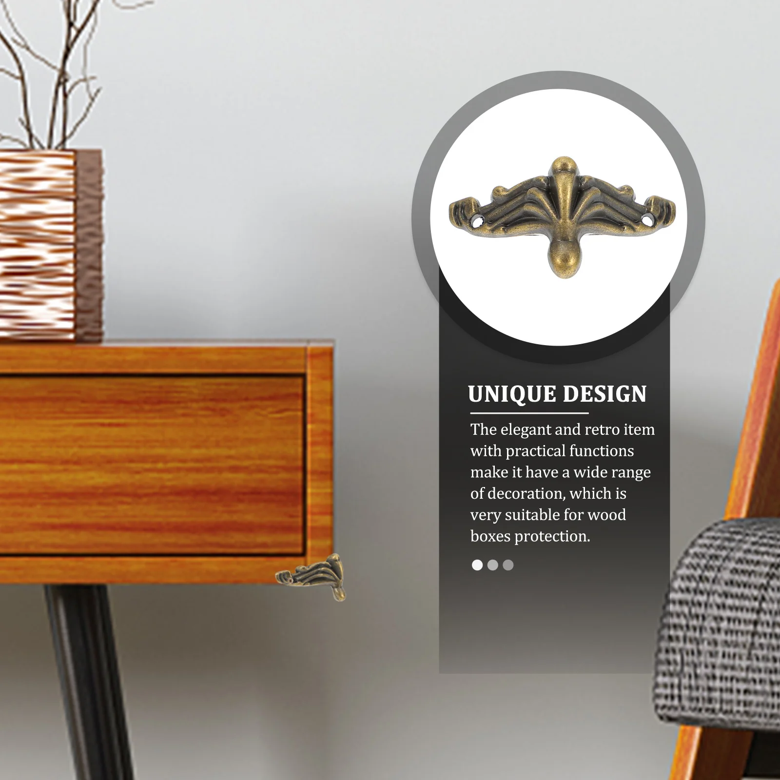 

20Pcs Retro Box Foot Pads Copper Decorative Furniture Protection Foot Cushion Wood Box Decorative Feet Mad