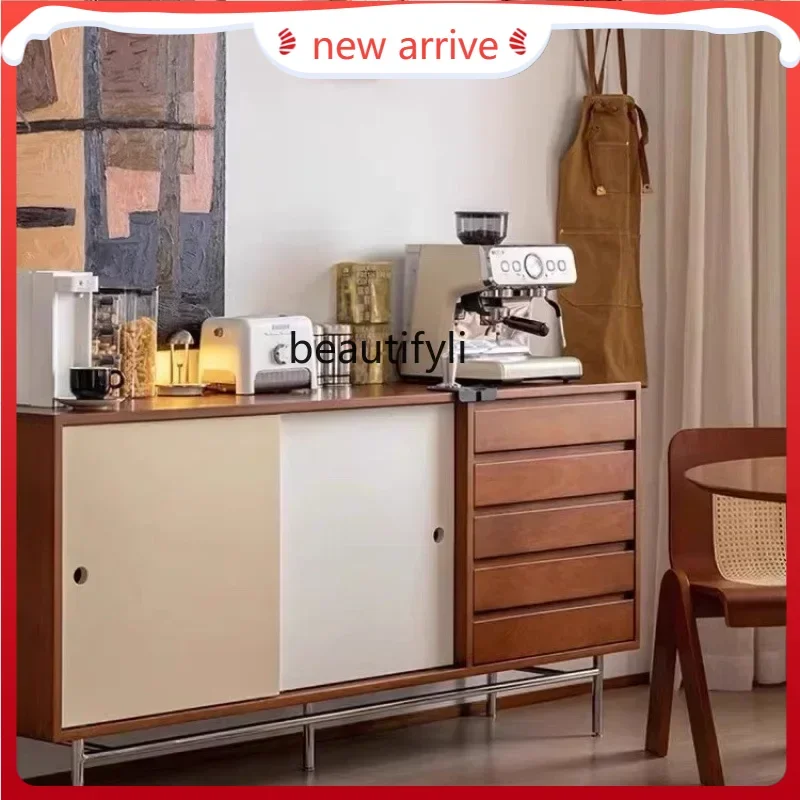 

SS ss7486 Nordic medieval dining side retro simple storage solid wood side cabinet integrated wall storage wine cabinet