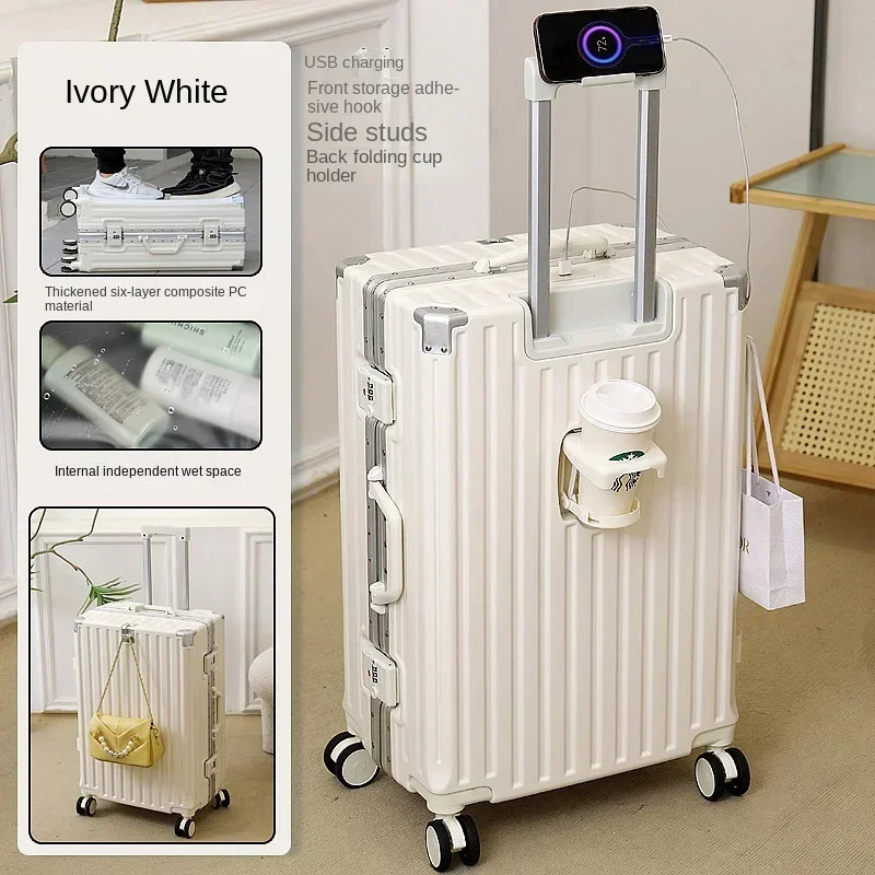 Mala De Bagagem com Carregador USB, Quadro De Alumínio, Carrinho De Cabine, Sacos De Viagem, Rodas Spinner, Nova Transportadora De Moda, 20 \