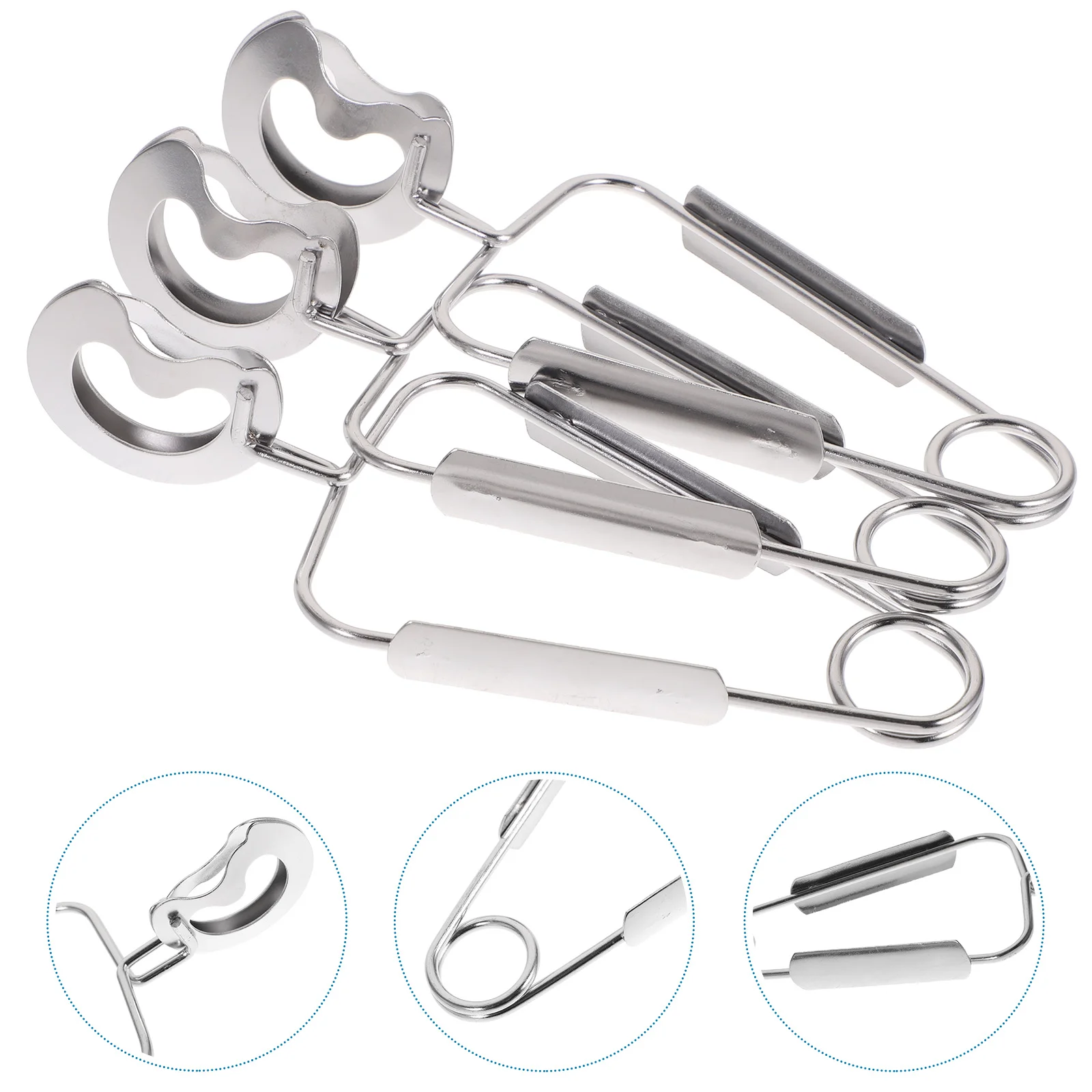 3 Pcs Tools Stainless Steel Meal Tongs Serving Clip Snail Spring Food Clamp Tableware Kitchen Shellfish Silver