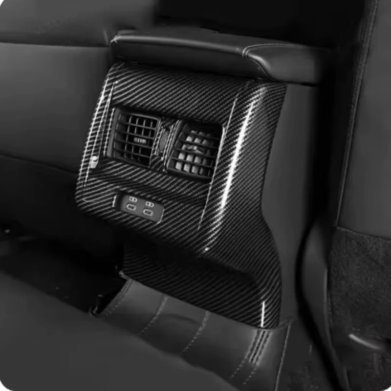 For Toyota Camry XV80 2024 2025 Carbon Fiber Rear Row Air Conditioning Vent AC Outlet Protective Frame Cover Trims Accessories