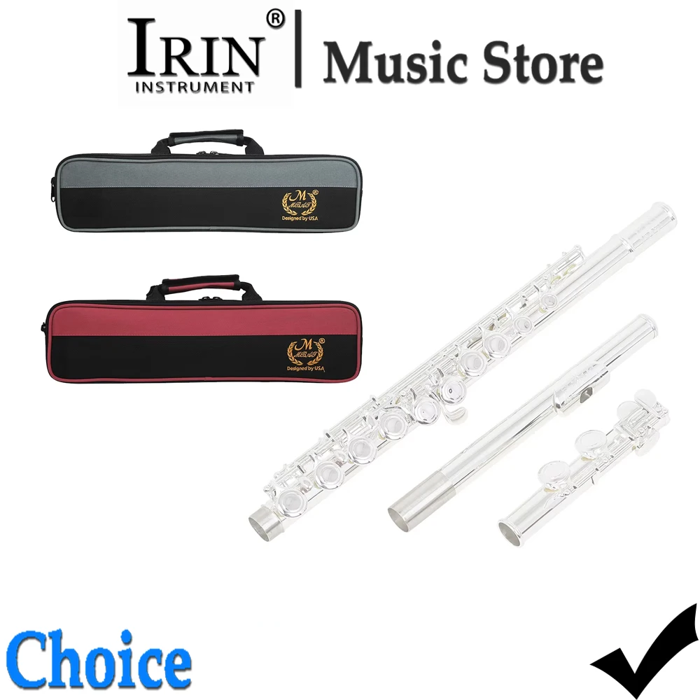 M MBAT 16 Closed Hole Flute C Key Flute with E Keys Suitable For Beginner Pro Horizontal Flute With Gloves Cleaning Cloth Parts