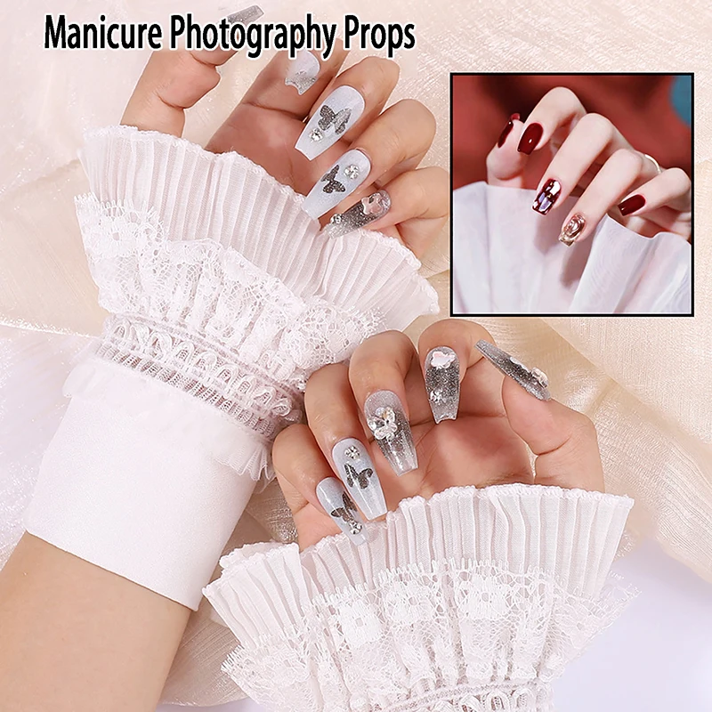 

Nail Decorations For Nail Art Lace Fake Pleated Cuff Manicure Photography Props Fake Sleeves Nails Accessories Supplies Charms