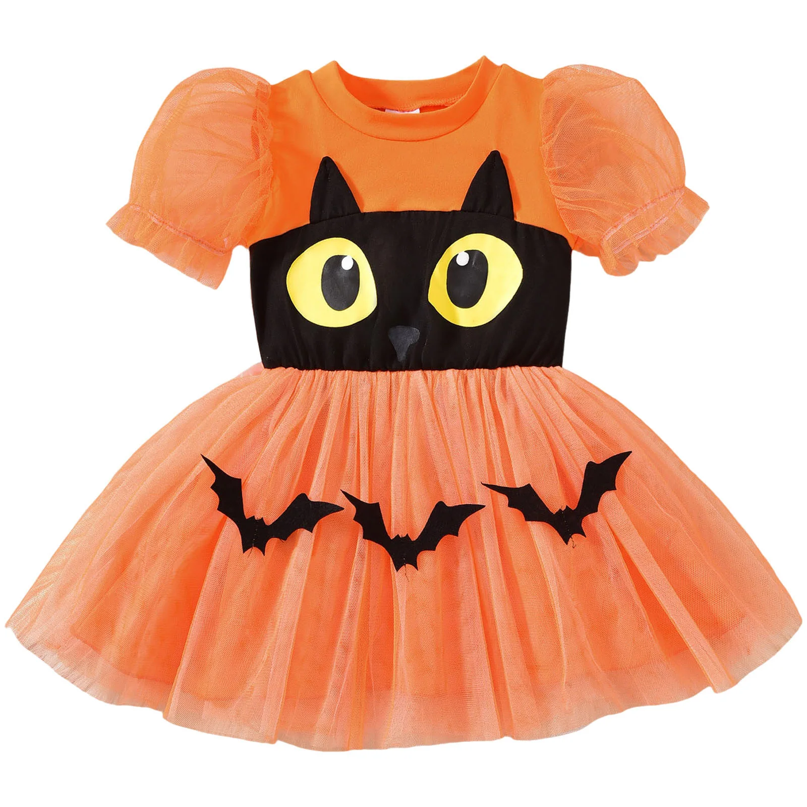 

2t Dresses for Girls Cotton Newborn Baby Girl Halloween Witch Costume Puff Sleeve Romper Dress Fall Dresses for Toddler Girls