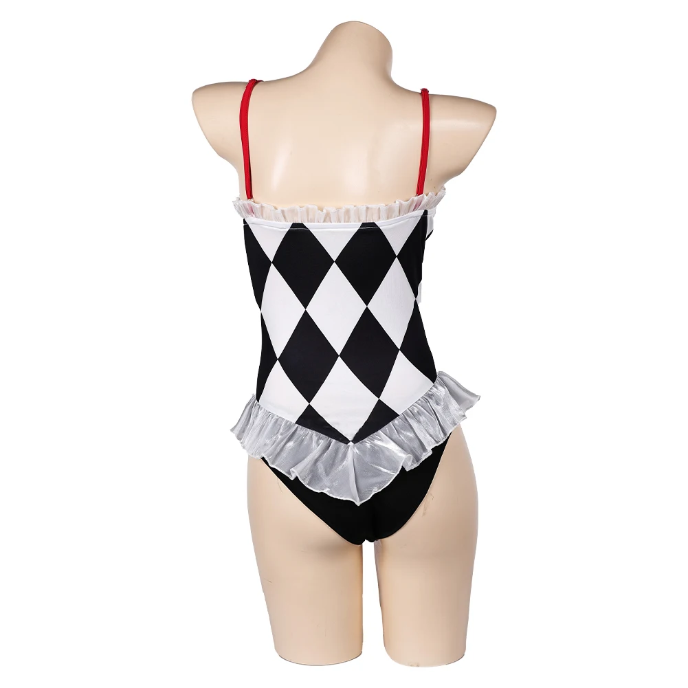 Fantasia Quinzel Cosplay Black White Plaid Summer Movie 2 Super Villain Disfraz Costume Women Halloween Carnival Party Clothes