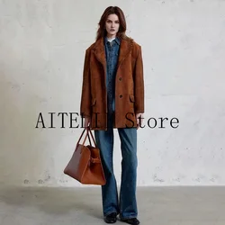 Women's Suede Jacket Autumn Women's Coat Long Sleeve Coat Autumn Winter Fashion Ladies New in Outerwears Elegant Chic Woman Top