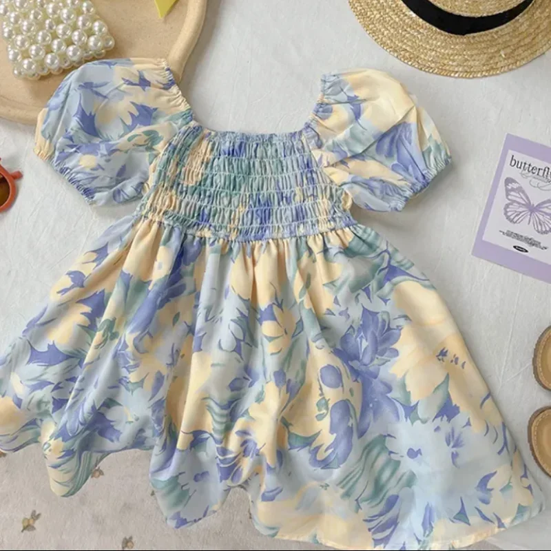 Summer New Mother Kids Chiffon Floral Dress Mom and Daughter Matching Clothes Women Baby Girl Clothes Family Matching Outfits