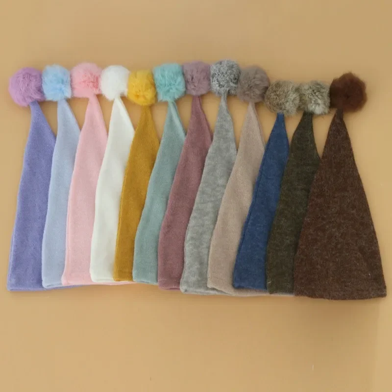 신생아 사진 촬영 니트 모자 긴 꼬리와 아기 사진 소품 거즈 작은 모자 귀여운 세트 액세서리