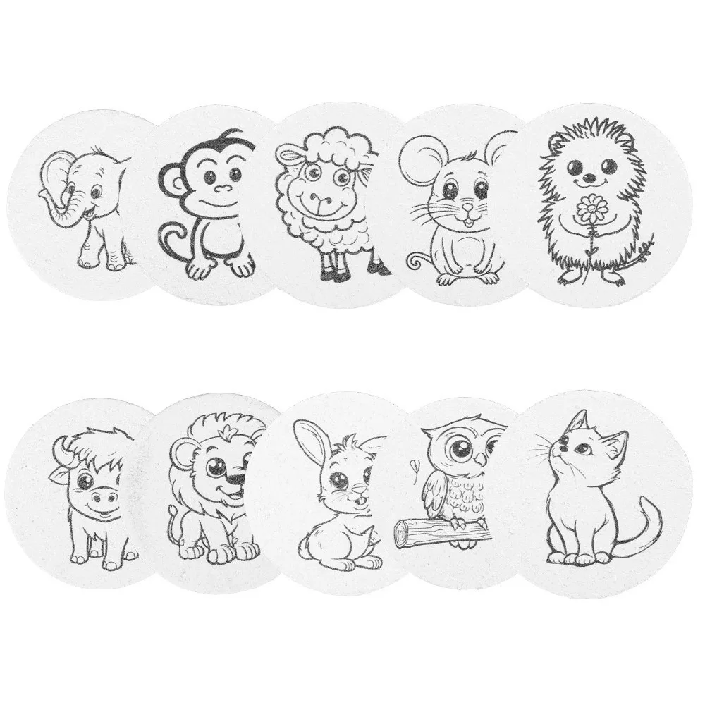 10Pcs Wood Pulp Fiber Foam Texture Paper Ronud Water Expandable Water Expand Art Paper 3D Texture Sponge Canvas Board