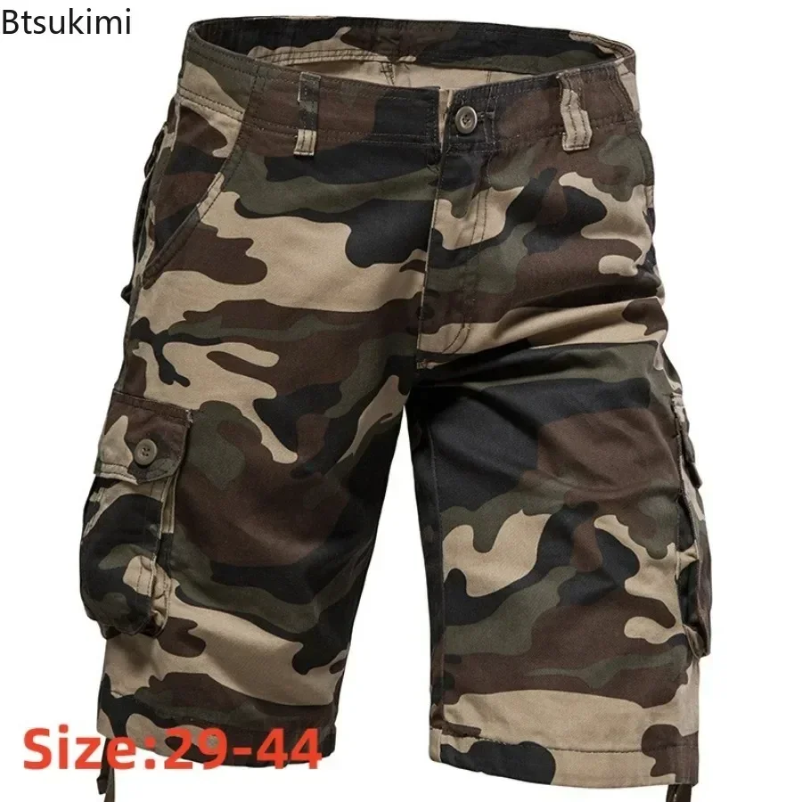 Summer New Men\'s Camouflage Shorts Fashion Cargo Pants Outdoor Tactical Training 100% Cotton Short Trousers for Men Plus Size 44