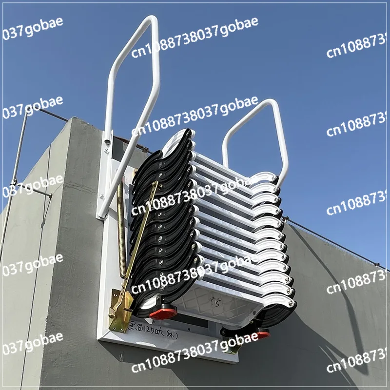 Folding and stretching wall-mounted indoor and outdoor household ladders Lifting attic retractable wooden stairs