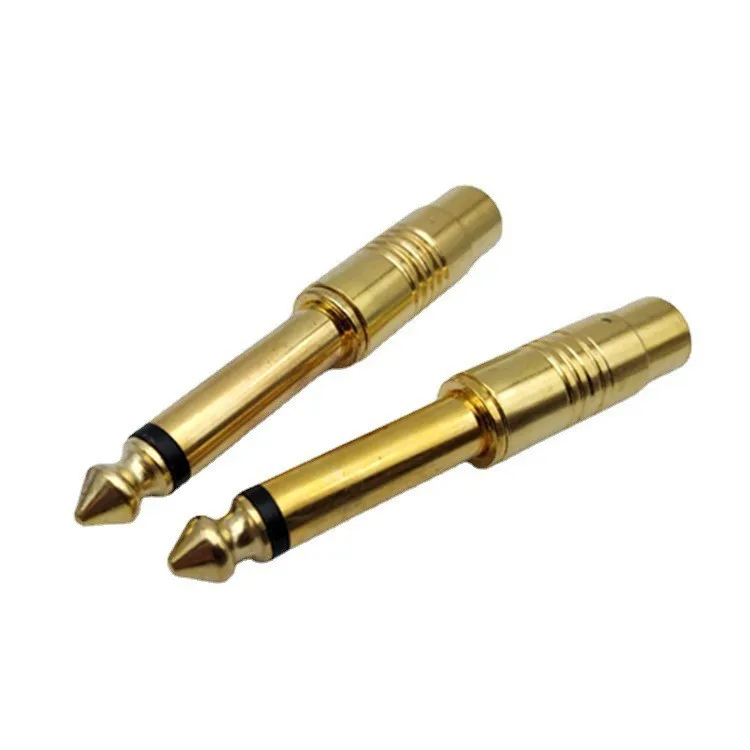 50Pcs/Lot Gold Plated 6.35MM Mono Audio Adapter 6.5MM 1/4