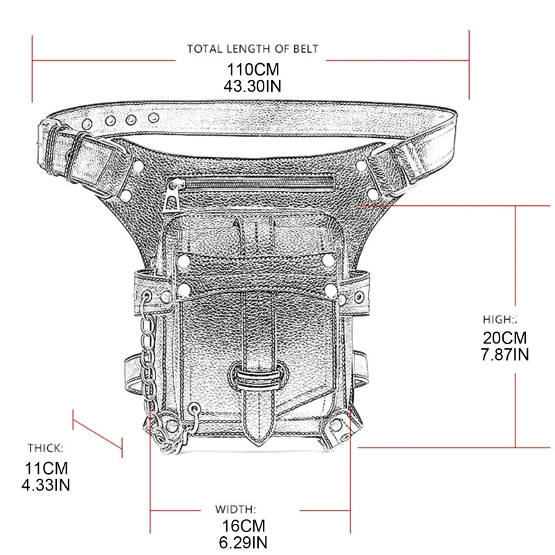 Waist Bag for Men Belt Leg Fanny Pack PU Leather Gothic Shoulder Crossbody Bags Retro Steampunk Travel Bag Drop Shipping