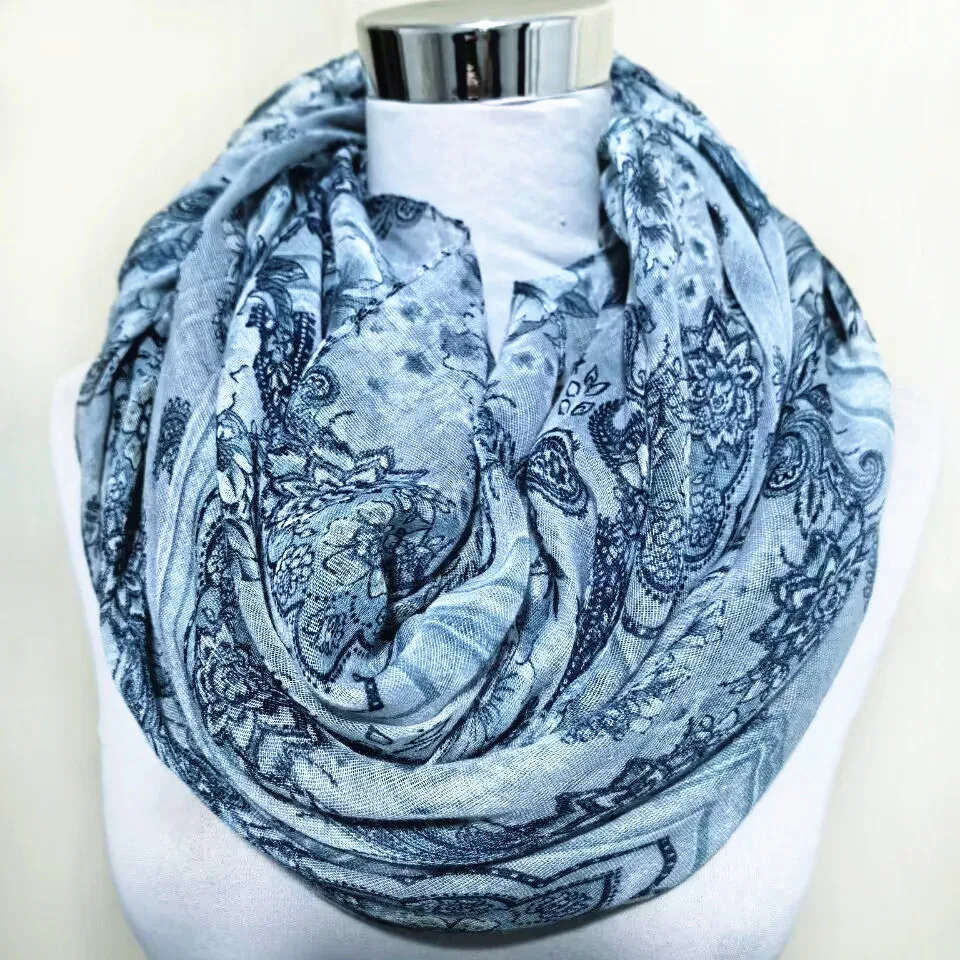 خفيفة الوزن الكاجو نمط حلقة وشاح للنساء ، دائرة سنود ، إنفينيتي شال ، فولارد ، الحجاب والأوشحة ، موضة جديدة