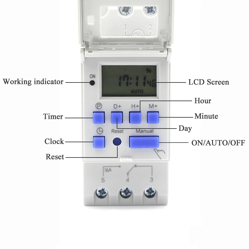 ManHua Electronic Weekly 7 Days Programmable Digital TIME Relay Timer Switch Control AC 220V 230V 12V 24V 48V 16A Din Rail Mount