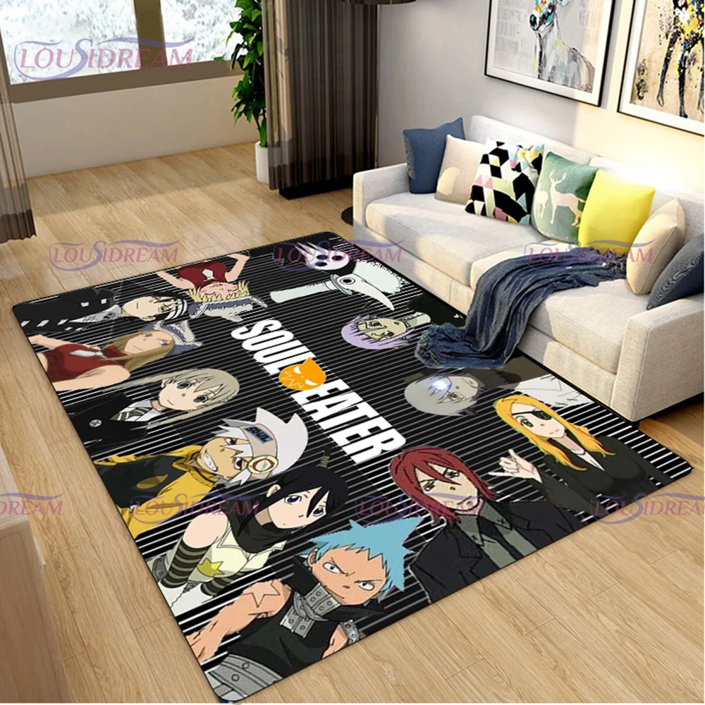 Anime Soul Eater 3D Print Area Rugs for Boys Girls Kids Baby Bedroom Non-Slip Home Decor Black Stars Carpets Sofa Floor Mat