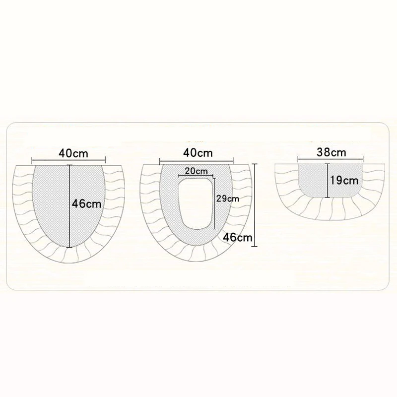 Simple Zippered Toilet Mat Three-piece Set Four Season Universal Toilet Seat Cover European Style Toilet Seat Dust Cover