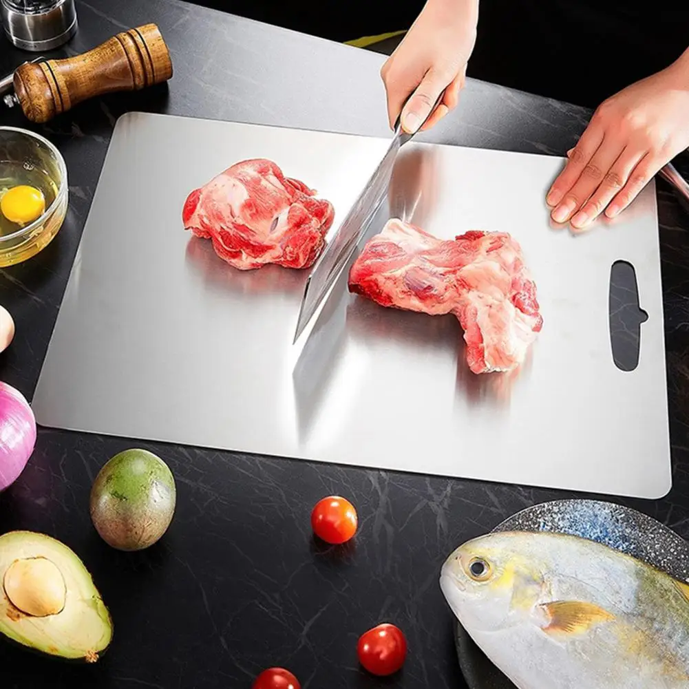 Разделочная доска из нержавеющей стали для кухни, мяса, фруктов, овощей, хлеба, разделочная доска, пищевой двухсторонний коврик для резки