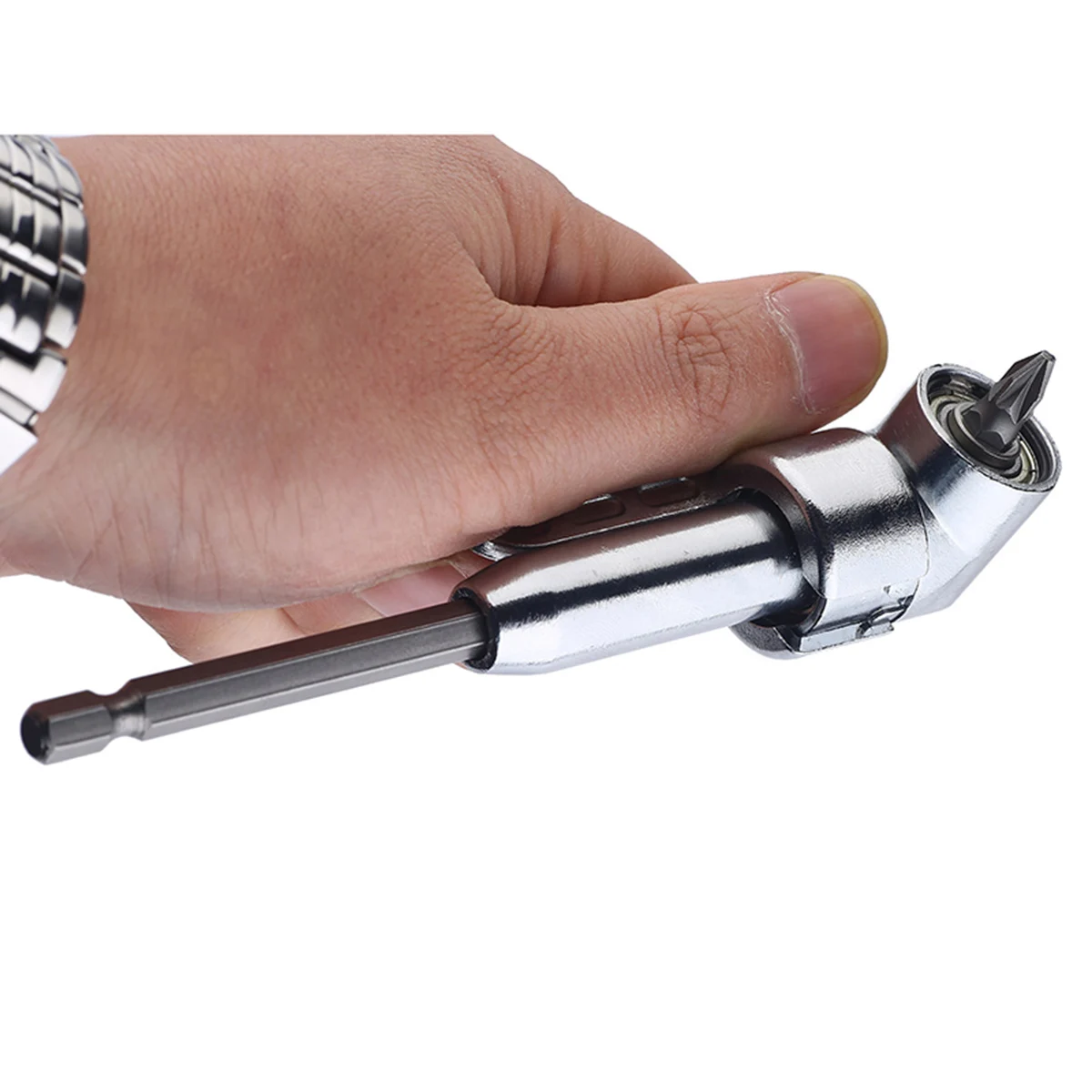 

105 Degree Right Angle Driver Electric Drill Adapter Silver Durable Bit Tool Tight Spaces Screwdriver Attachment Magnetic