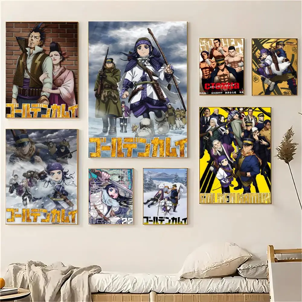 Golden Kamuy Anime Poster Self-adhesive Living Room Bedroom Party Bar Decor Moisture-proof Fade-resistant HD