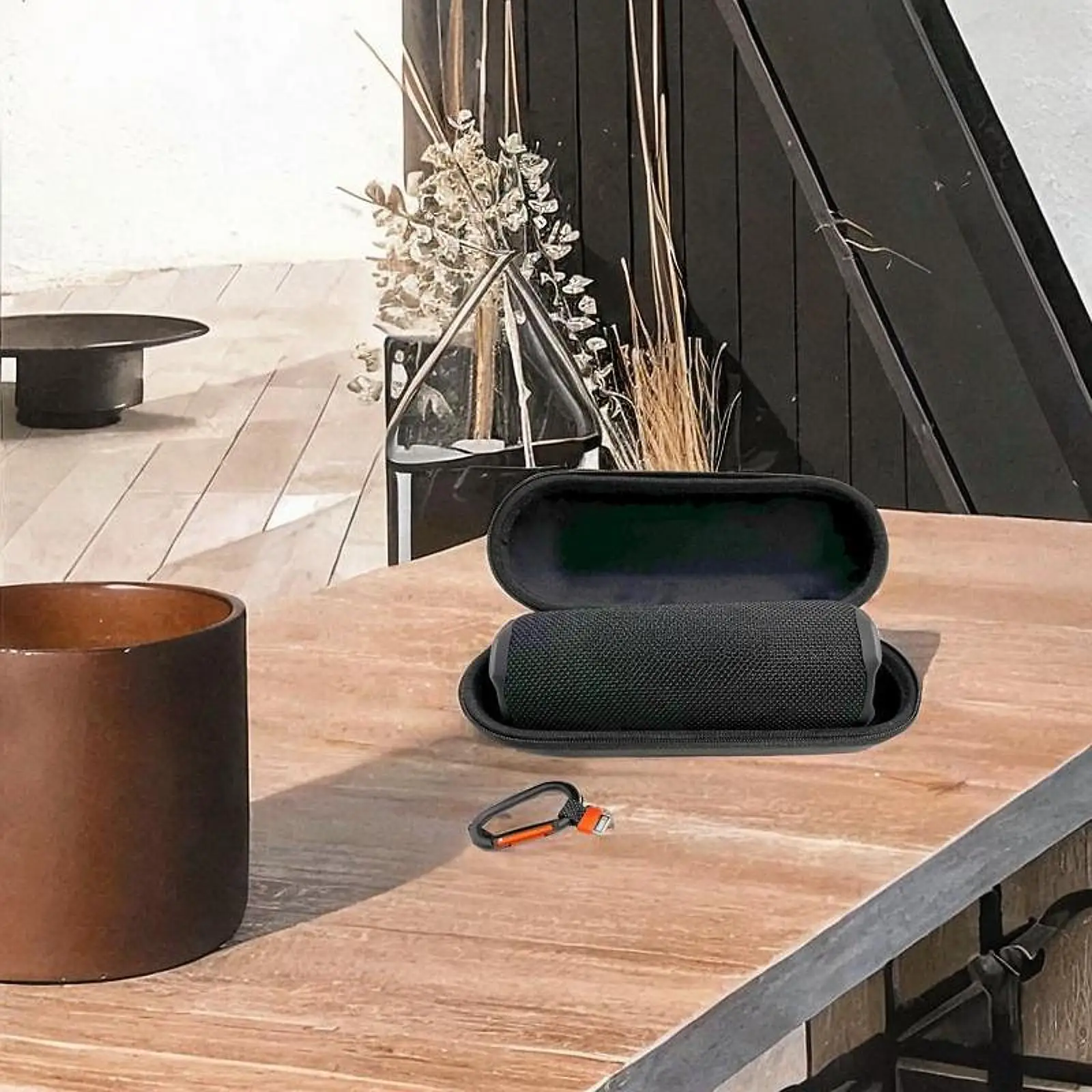 Portable Speaker Case Lightweight Accessories Anti Scratch Travel Tote Bag with Fix Clip Carrying Case for Wireless Speaker