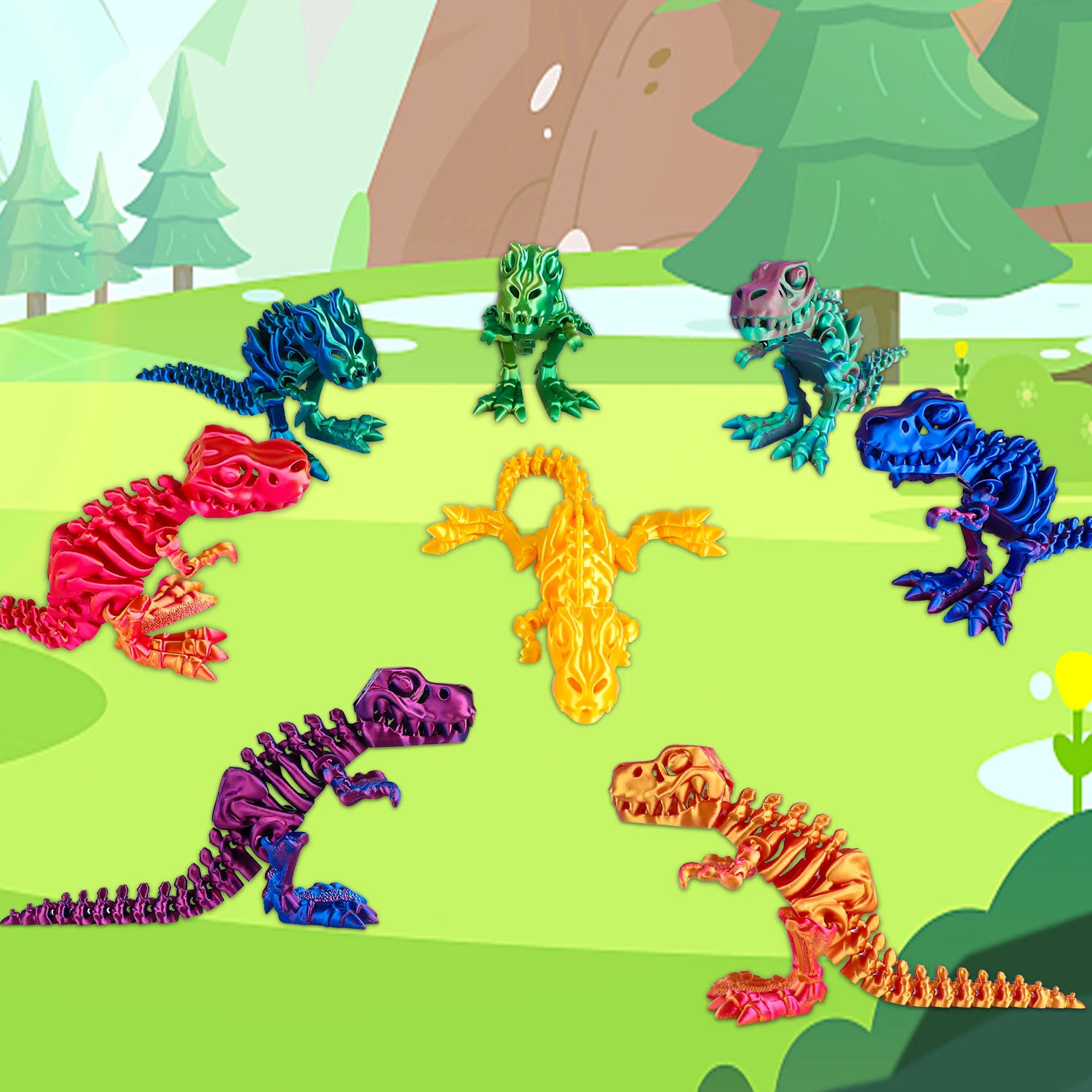 نموذج ديناصور تيرانوصور ريكس مطبوع ثلاثي الأبعاد مع وصلات متحركة وذيل وأطراف قابلة للوضع، ديكور مكتب واقعي، هدية لمحبي الدينو