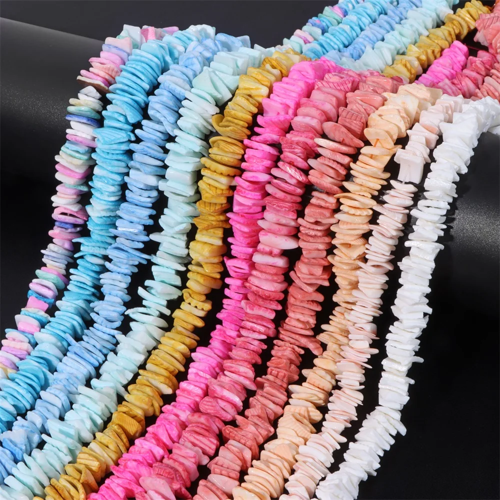 7-10mm Colored Freshwater Shell Beads Natural Flat Shells Chips Bead For Jewelry Making DIY Bracelet Necklace Accessories 15