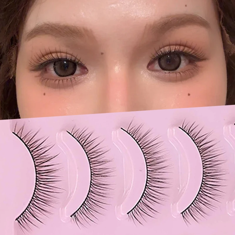 

Short Ultra-Natural Full Strip False Eyelashes Sparse Wispy Spiky One-Piece Lashes Realistic No-Makeup Look Fake Lashes Cosmetic