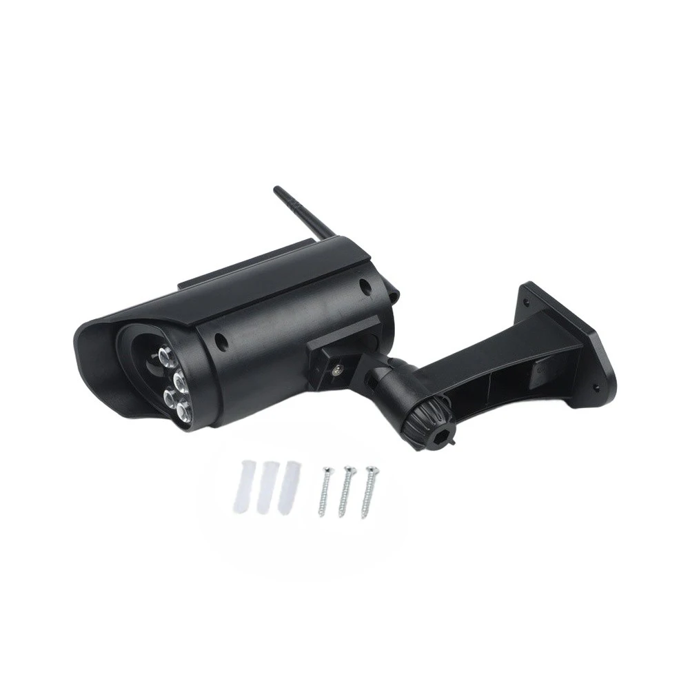 Outdoor Solar Simulation Camera Waterproof With Motion Detection 360° Rotating Flashing Red Light For Garden And Gate
