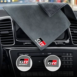 GR Sport Logo Cleaning Drying Cloth, Trapos de lavado de coche de doble capa para Toyota Trd Corolla Rav4 Yaris Chr Hilux Sienna Supra