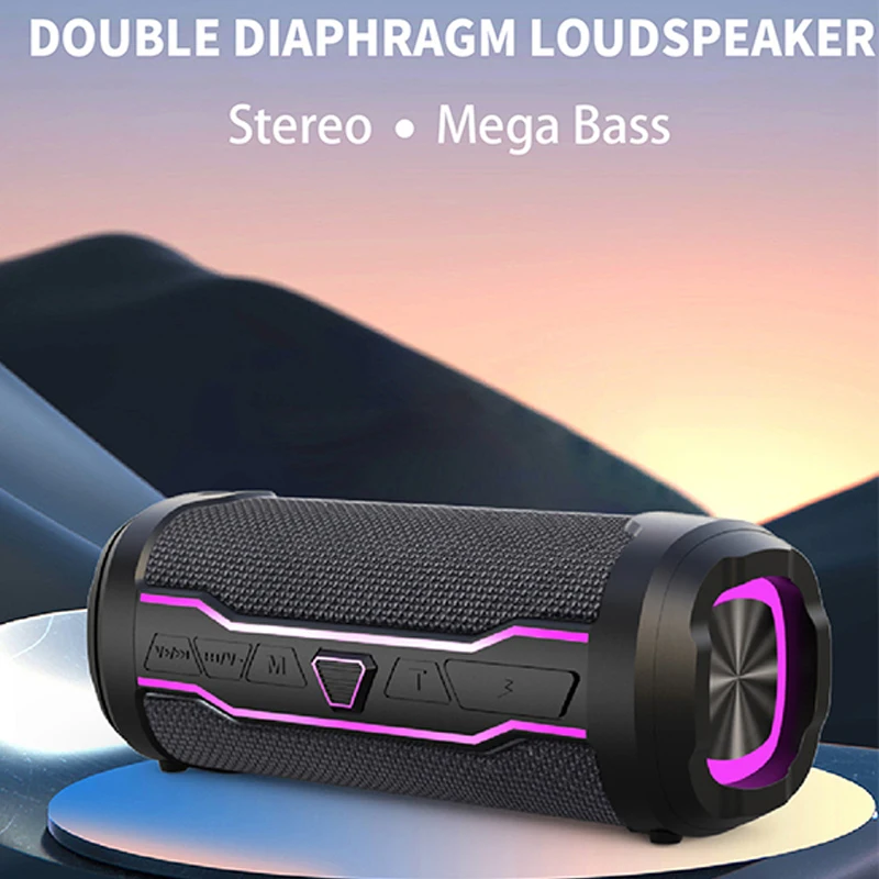 Wireless Bluetooth Speaker With LED Stereo Sound Powerful Bass Portable Waterproof Durable For Outdoor Compact Travel Speaker