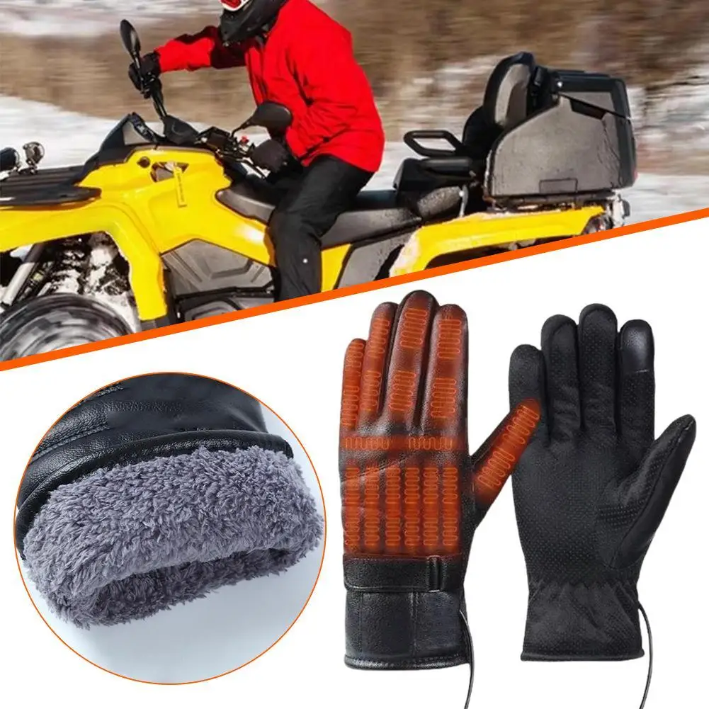 Motorcycle Bike Thermal Heating Gloves Winter Electric Heated Gloves No Battery USB Hand Warmer Waterproof Touch Gloves Gloves