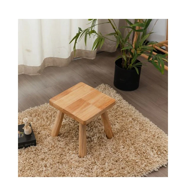 

Solid Wood Retro Small Stool Simple Easy Installation Wood Home Sturdy Stool